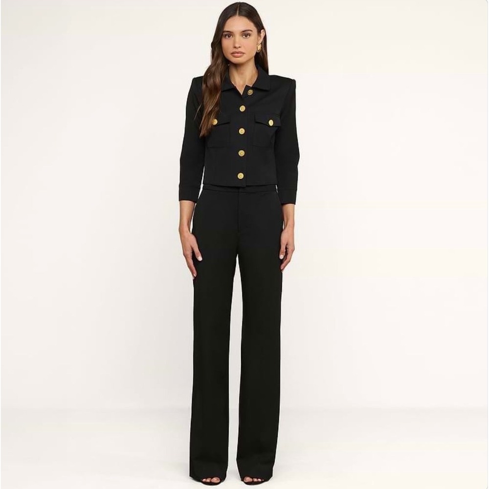 NEW L'AGENCE Kumi Cropped Jacket Black Gold Coin Size 8 NWT